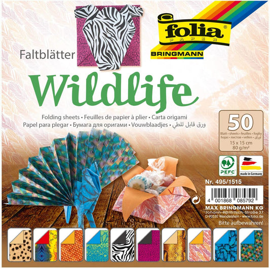 Folding Origami Papers 80gm - Wildlife (50 Sheets)