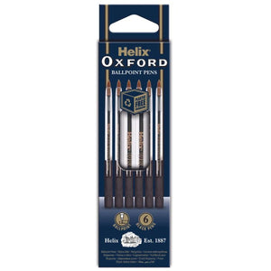 Helix Oxford Ballpoint Pens - Black (Pack of 6)