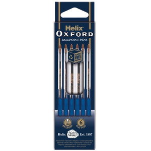 Helix Oxford Ballpoint Pens - Blue (Pack of 6)