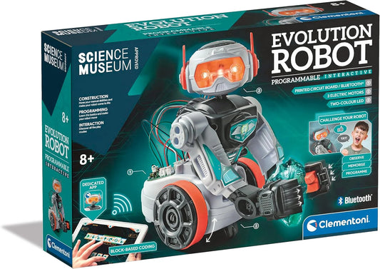 Boxed Evolution Robot by Science Museum and Clementoni with toy robot illustration.