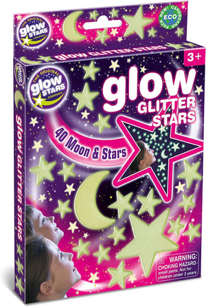 Glow Glitter Stars 40 Moon & stars