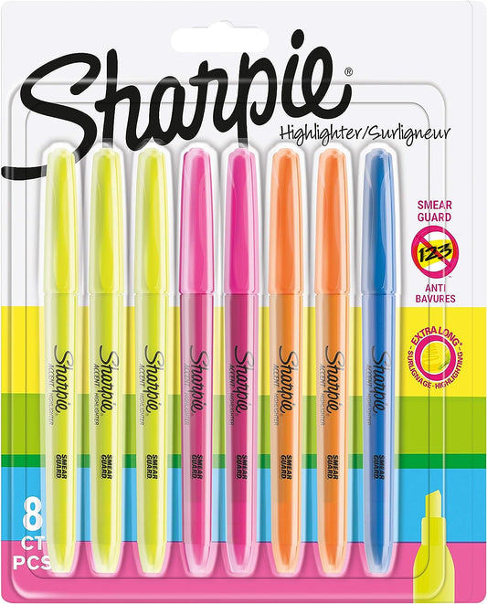 Sharpie Pocket Highlighters, Chisel Tip, Assorted Fluorescent