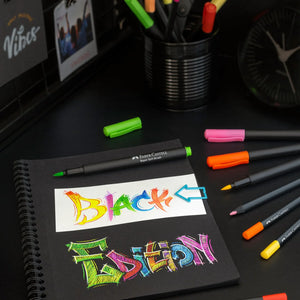 Faber Castell Black Edition -  Felt Tip Pens in Assorted Colours (Pack of 20)