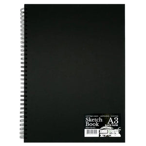 Elements Wire-O Black Sketch Book Black Paper Portrait - A3