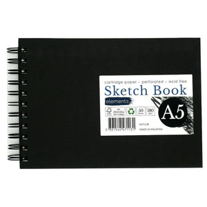 Elements Wire-O Hard Cover Sketch Book Landscape - A5