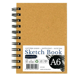 Elements Wire-O Hard Cover Sketch Book Portrait - A6