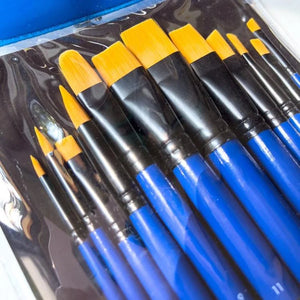 Create Blue Long Handle Watercolour Brushes Set (12 Pack)