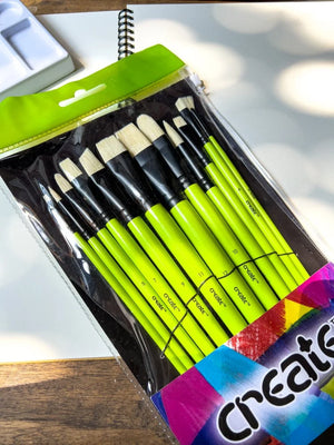 Create Green Long Handle Oil Brush Set (12 Pack)