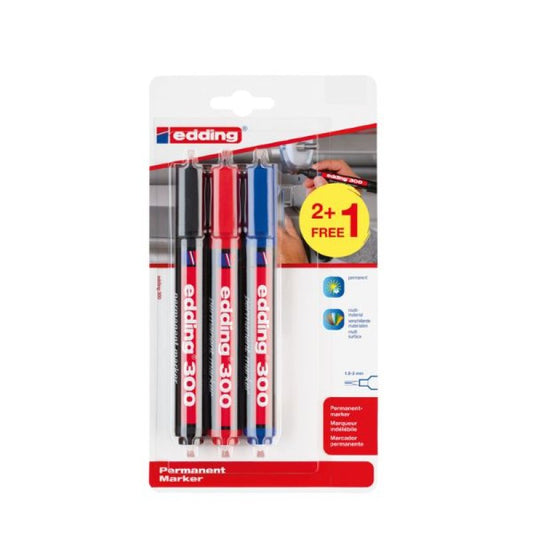 Edding 300 BTS Permanent Marker -  Pack of 3