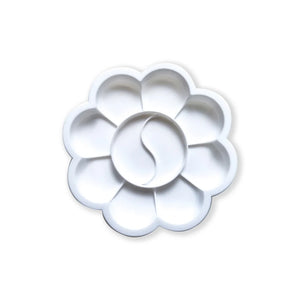 Watercolou paint palette in white on a white background