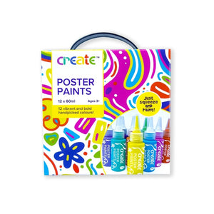 Create Poster Paint Set packaging on a white baclground
