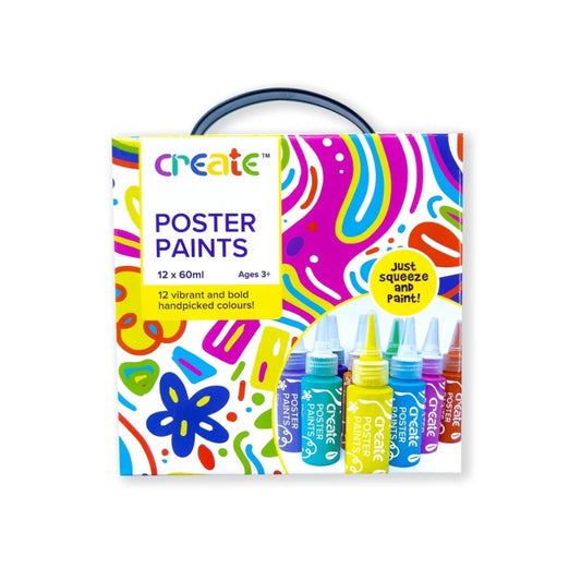 Create Poster Paint Set packaging on a white baclground