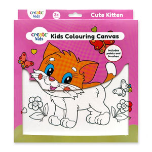 Create Kids Colouring Canvas - Cute Kitten