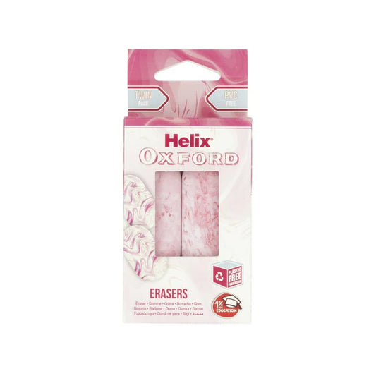 Helix Oxford Eraser Twin Pack - Marble Pink