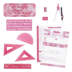 Helix Oxford Maths Set in Tin - Marble Pink