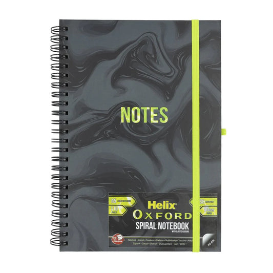 Helix Oxford Spiral Notebook A5 - Marble Black/Green