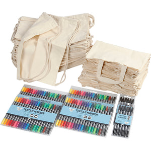 Drawstring and shopping bags with marker