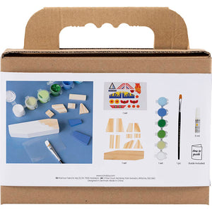 Mini Craft Kit Painting - Airplane Blue/Green Harmony