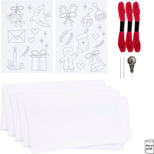 Craft Kit Embroidery - Christmas Napkins Red