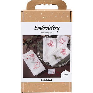Craft Kit Embroidery - Christmas Napkins Red