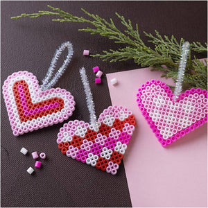 Mini Craft Kit Fuse Beads -  Pink Christmas hearts (1 Pack)