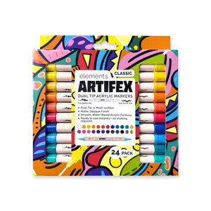 Elements Artifex Acrylic Marker Dual Tip Fine/Brush - Classic (24 Pack)