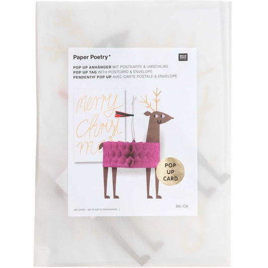 Paper Poetry card set with pop-up reindeer tag