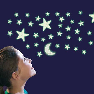 Glow Glitter Stars - 40 Moons & Stars (Assorted)