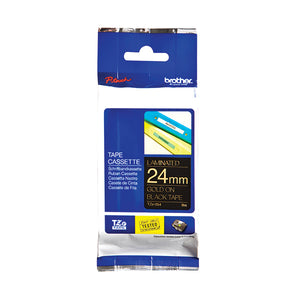 Brother P-Touch 24mm Gold On Black Labelling Tape TZE354