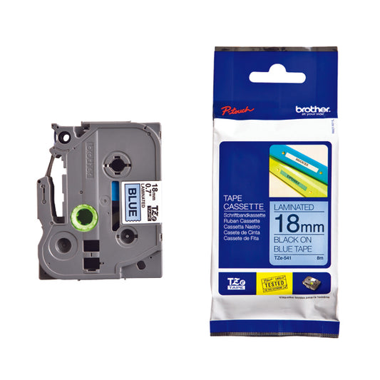Brother TZe P-Touch Labelling Tape 18mm x 8m Black on Blue TZE541