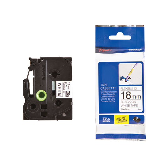 Brother Black on White TZe Labelling Tape 18mmx8m TZe-FX241