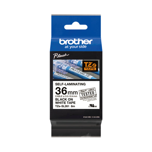 Brother P-Touch 36mm Black on White Labelling Tape TZE-SL261