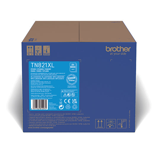 Brother TN-821XLC Toner Cartridge High Yield Cyan TN821XLC