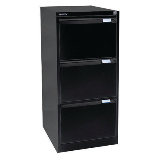 Bisley 3 Drawer Filing Cabinet 470x622x1016mm Black BS3E BLACK