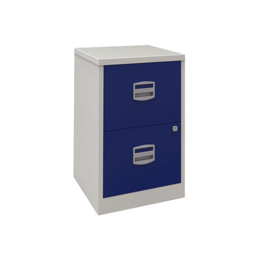Bisley 2 Drawer Home Filing Cabinet A4 413x400x672mm Grey/Blue PFA2-8748