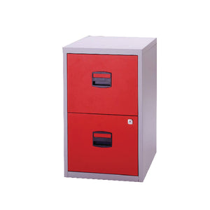 Bisley 2 Drawer Home Filing Cabinet A4 413x400x672mm Grey/Red PFA2-8794