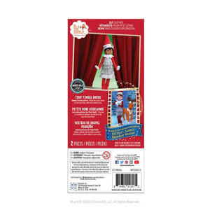 The Elf on the Shelf back of the box packaging for the Tiny Tinsel Dress Set 
