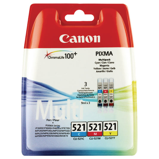 Canon CLI-521 Inkjet Cartridge Multipack Cyan/Magenta/Yellow 2934B010