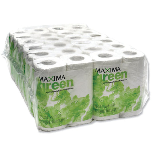 Maxima Green 2-Ply White Toilet Roll 200 Sheet (Pack of 48) KMAX200G