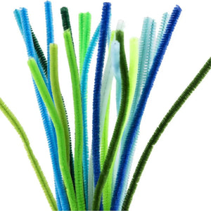 Chenille 30cm - Blue & Green (Pack of 25)