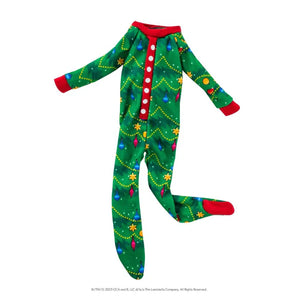 A photo of the christmas themed Elf on the Shelf - Claus Couture® Goodnight, Sleep Bright Pyjamas on a white background