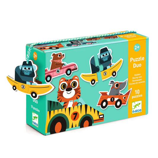 Djeco Racing Cars Puzzle - 10 Jigsaws with 2 Pieces