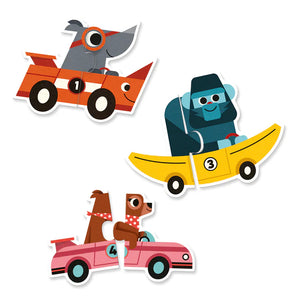 Djeco Racing Cars Puzzle - 10 Jigsaws with 2 Pieces