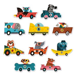 Djeco Racing Cars Puzzle - 10 Jigsaws with 2 Pieces