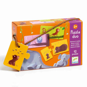 Djeco Duo Puzzle - Mom and Baby (12 x 2 Piece Puzzles)