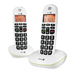 Doro DECT Cordless Telephone Big Button White Twin Pack PHONEEASY 100WD