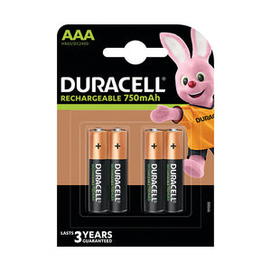 Duracell Stay Charged Rechargeable AAA NiMH 750mAh Batteries (Pack of 4) 81364750