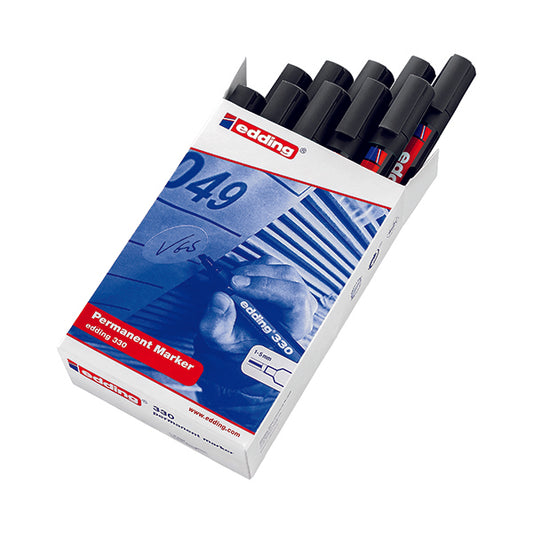 Edding 330 Permanent Chisel Tip Marker Black (Pack of 10) 330-001