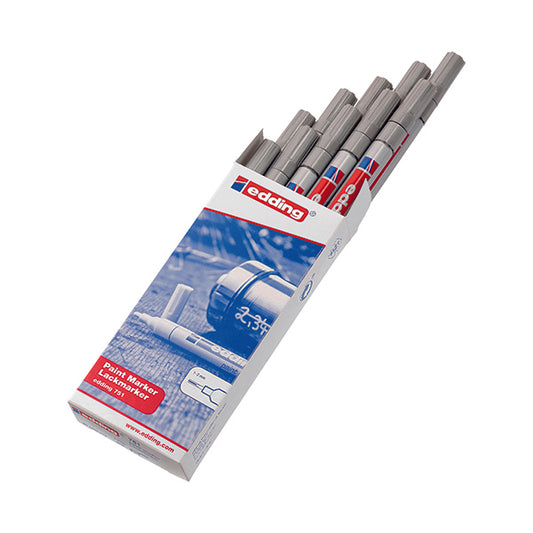 Edding 751 Bullet Tip Paint Marker Fine Silver (Pack of 10) 751-054