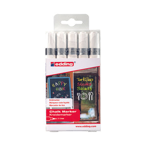Edding 4095 Chalk Markers Bullet Tip White (Pack of 5) 4-4095-5049